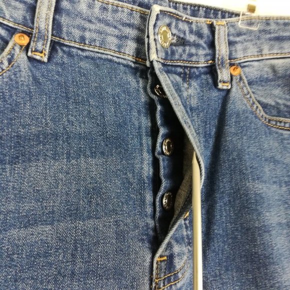 H&M Womens Jeans Mom High Waist Blue Denim Medium Wash Button Fly Stretch 6 - Picture 6 of 13